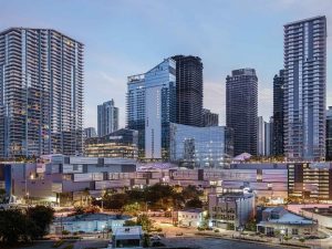 Aerial view of Brickell City Centre, a mixed-use community in downtown Miami.
