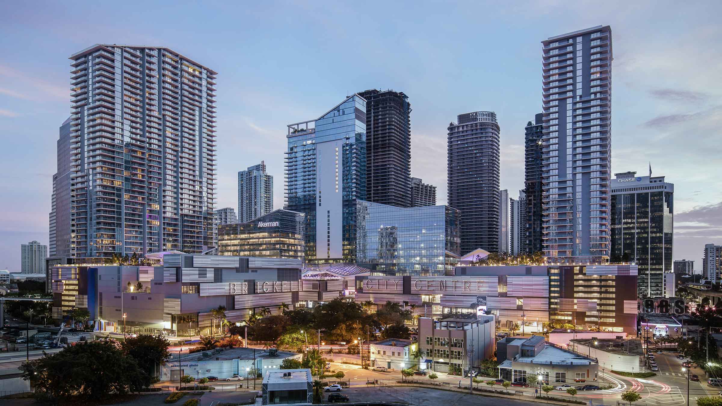 Aerial view of Brickell City Centre, a mixed-use community in downtown Miami.