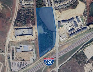 An aerial photo of the site that Holt Lunsford Commercial Investments acquired to build Meacham 280 Crossing