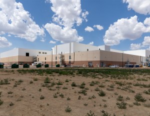 A ground-level photo of Philip Morris International's new facility in Aurora, Colo.