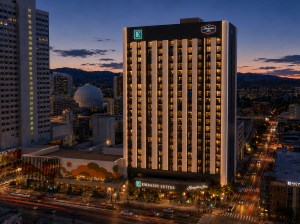 Rendering depicting the repositioned tower inside the former Harrah's Resort and Casino in downtown Reno, Nev.