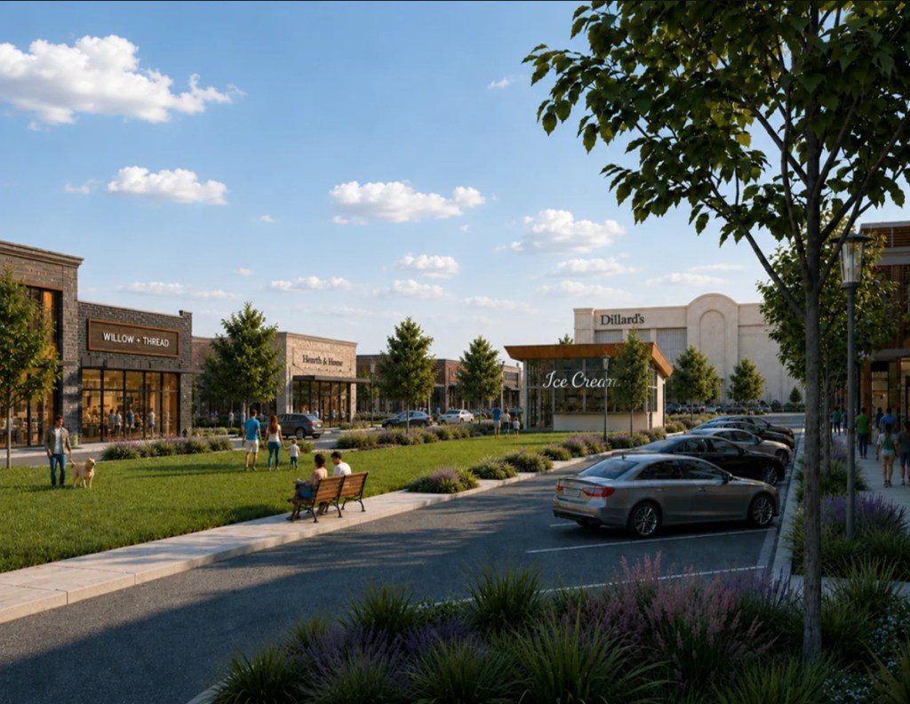 Rendering of the upcoming redevelopment called Rivergate, consisting of transforming the RiverGate Mall in Goodlettsville, Tenn.