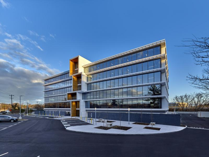 Exterior shot of 500 North Gulph Road, a five-story office building in King of Prussia, Pa.