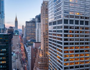 An aerial photo of the side of 345 Park Ave.