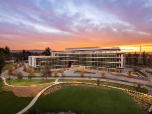 Aerial shot of 750 Moffett, a 221,788-square-foot Class A office property in Mountain View, Calif.