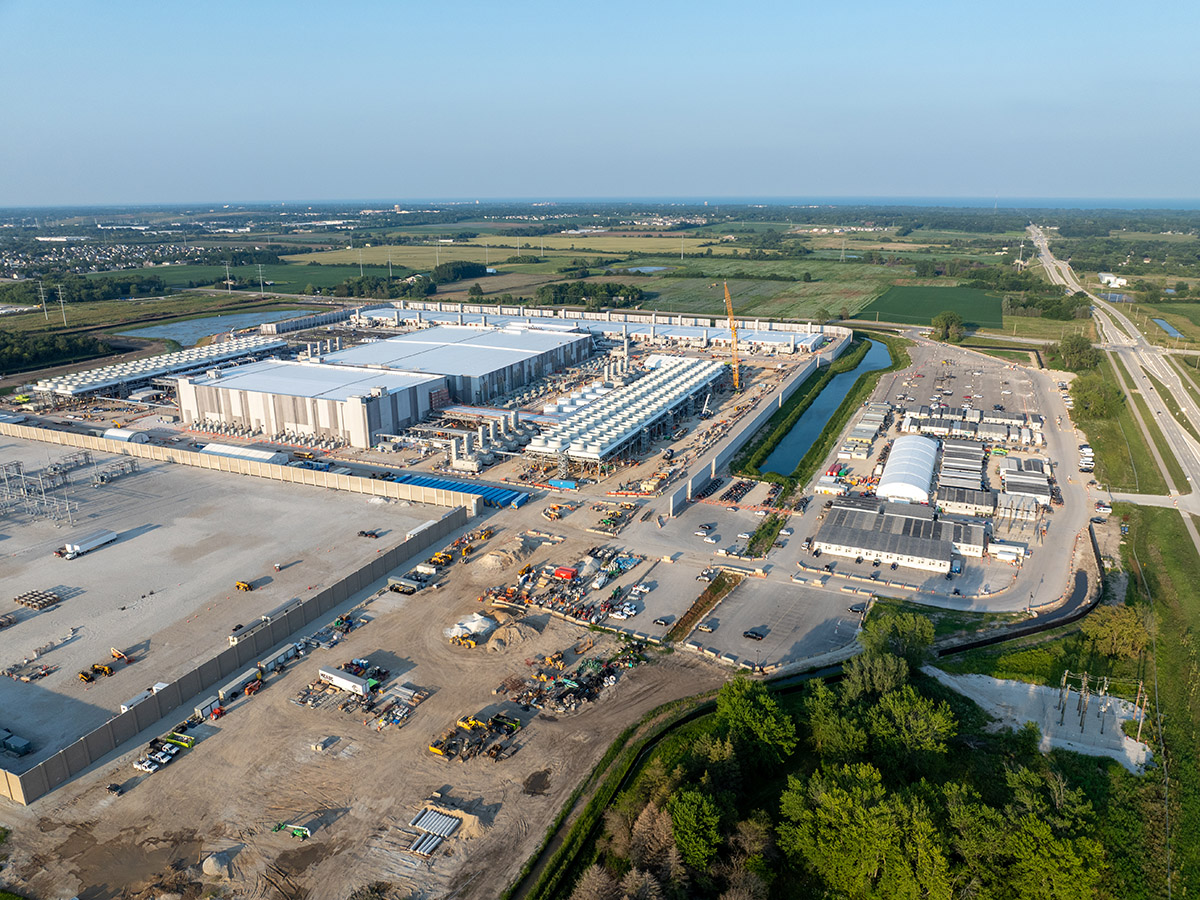 Aerial shot of a data center development site.