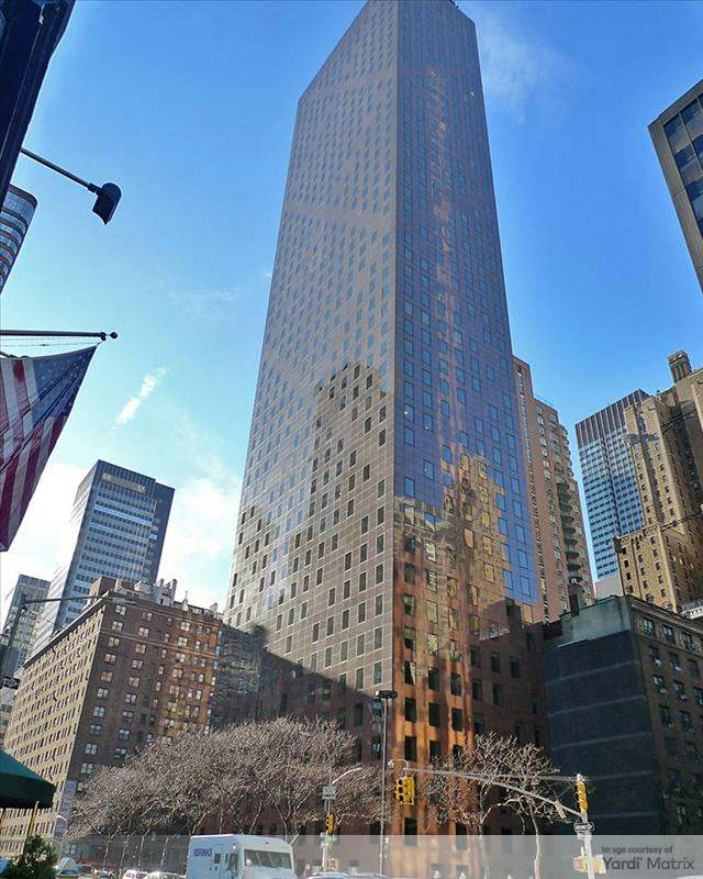 Exterior shot of Gardens 780, a 50-story office building in Manhattan's Plaza District.