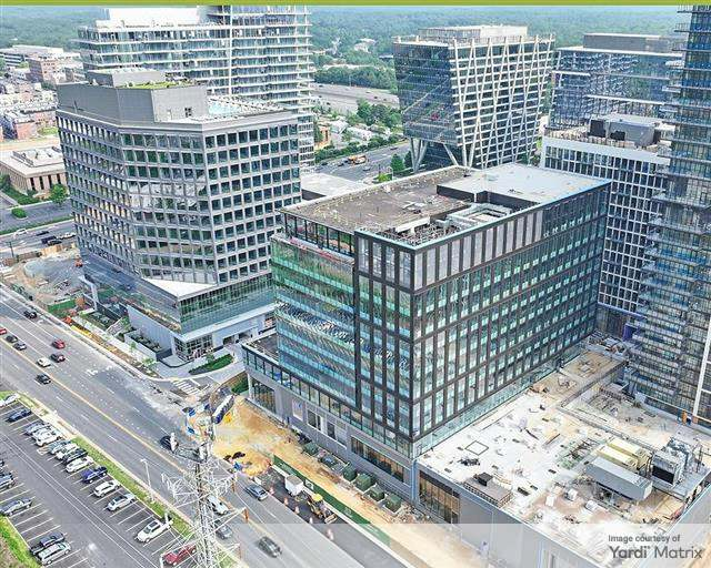 Aerial shot of Reston Station, a mixed-use development in Reston, Va.