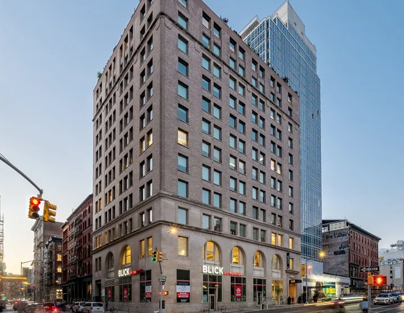 Exterior shot of 148 Lafayette St., a 12-story office building in Manhattan's SoHo.