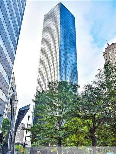 Exterior image of One South, a 40-story office building in Uptown Charlotte, N.C.
