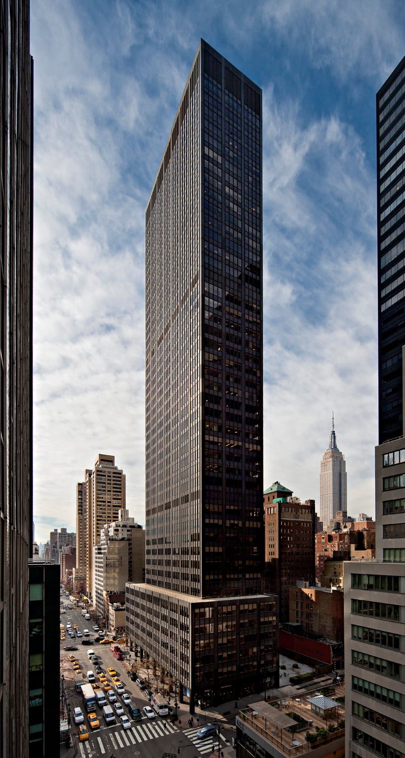 A photo of 600 Tenth Ave., a 42-story office tower in Manhattan.