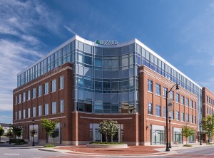 A rendering of 8160 Maple Lawn Blvd. with Bozzuto signage.