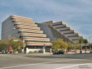 Exterior shot of One Culver, an office building owned by Blackstone and LBA in Culver City, Calif.