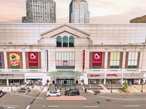 Aerial shot of City Center, a grocery-anchored mixed-use property in White Plains, N.Y.
