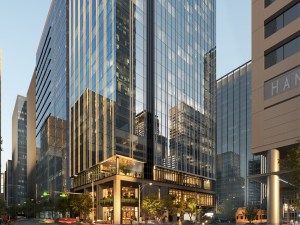 A rendering of the 30-story Embassy Suites by Hilton and Tempo by Hilton development in Austin, Texas.