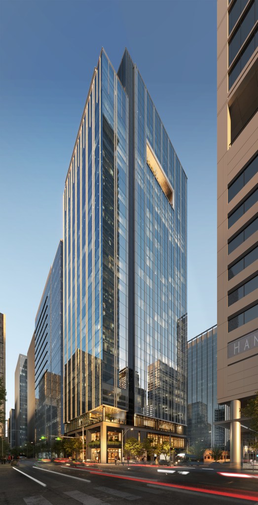 A rendering of the 30-story Embassy Suites by Hilton and Tempo by Hilton development in Austin, Texas.