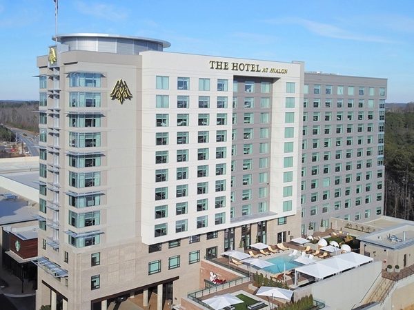 Exterior shot of The Hotel at Avalon, in Alpharetta, Ga.,