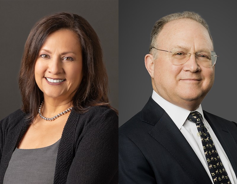 Headshots of Ingrid Noone and Jahn Brodwin