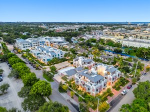 An aerial photo of the Sundy Village mixed-use development.