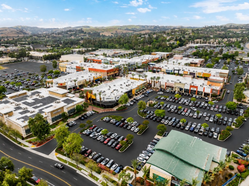 An aerial photo of The Shoppes at Chino Hills.