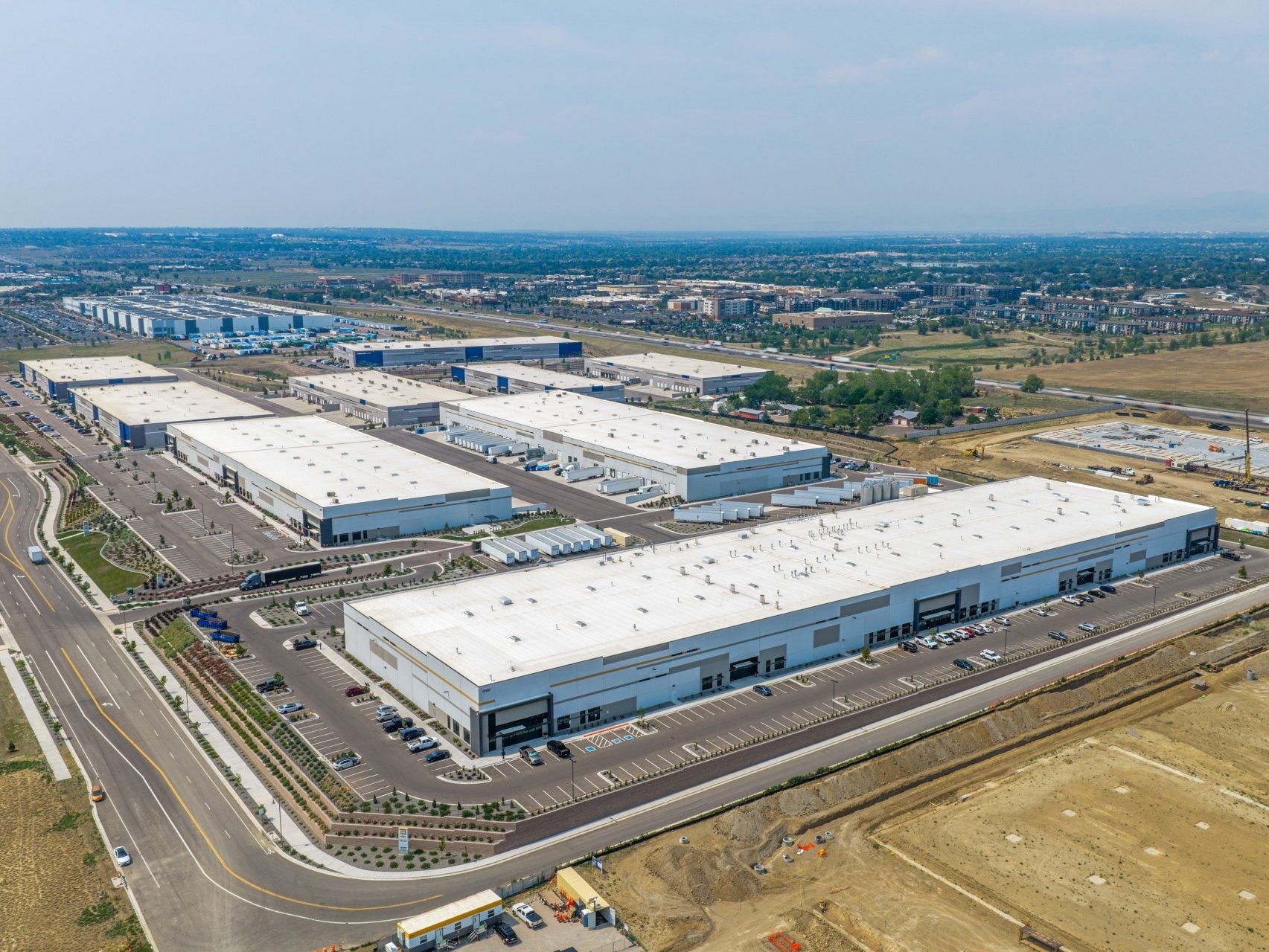 Aerial shot of 25 Commerce Park, a 453,550-square-foot industrial property in Thornton, Colo. 