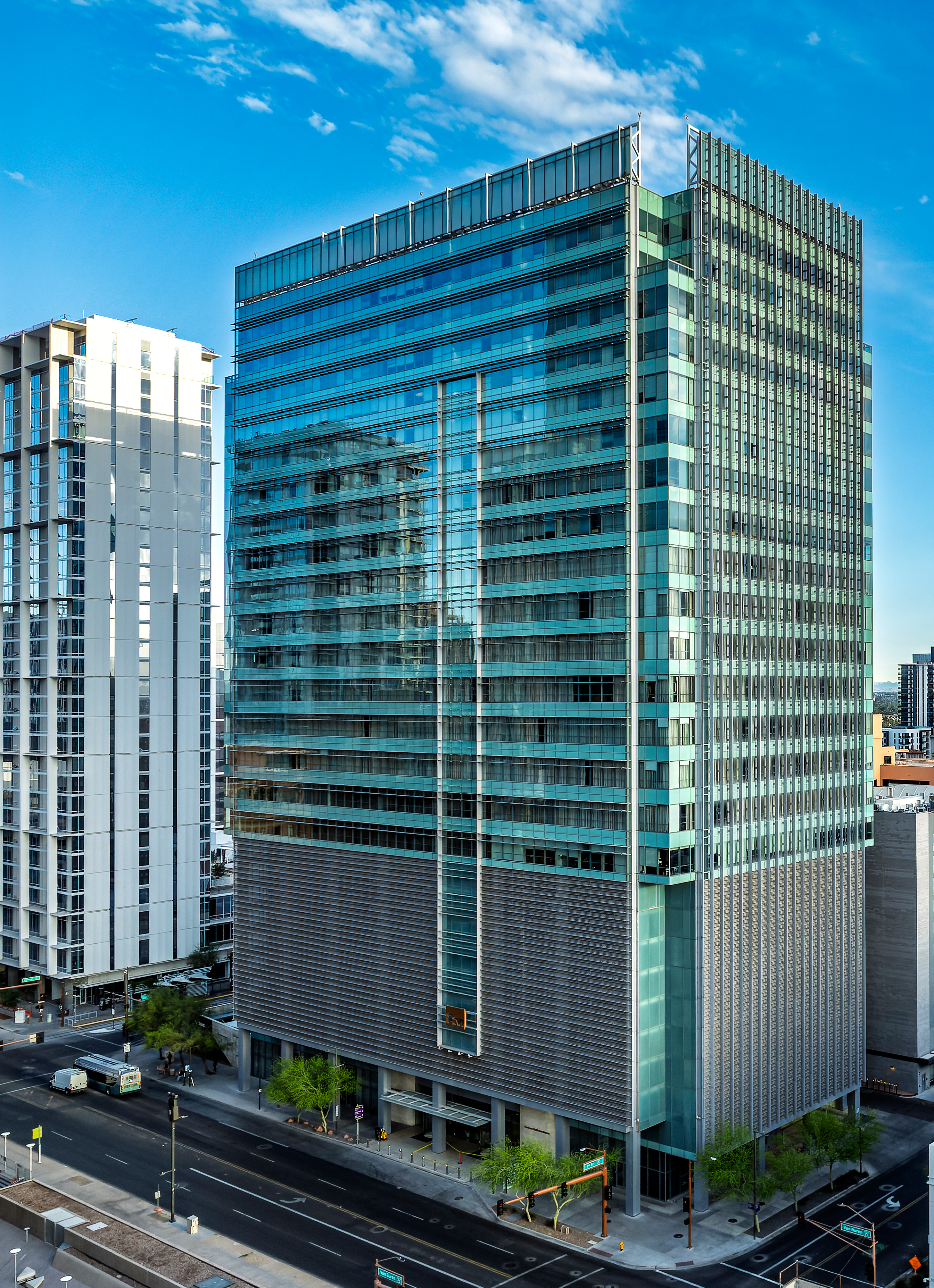 exterior of mixed-use tower in Phoenix