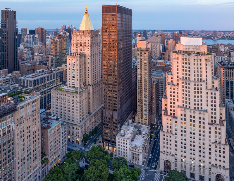 Aerial of 41 Madison in NYC