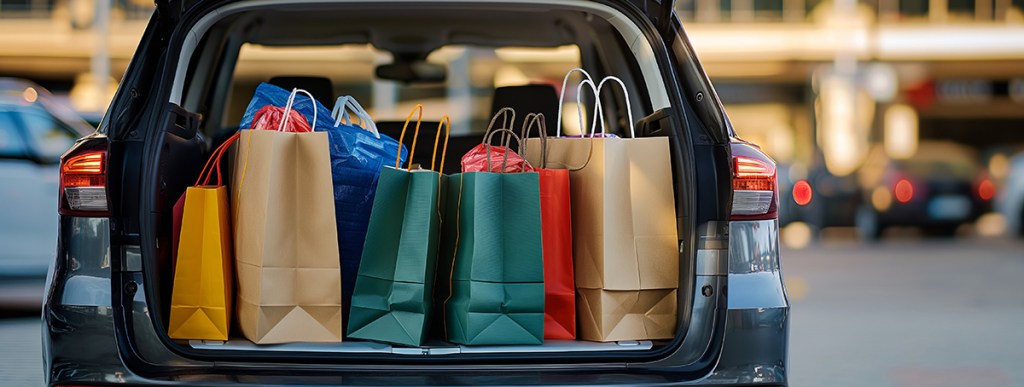 An image showing the trunk of a car filled with multiple colorfu