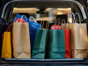An image showing the trunk of a car filled with multiple colorfu