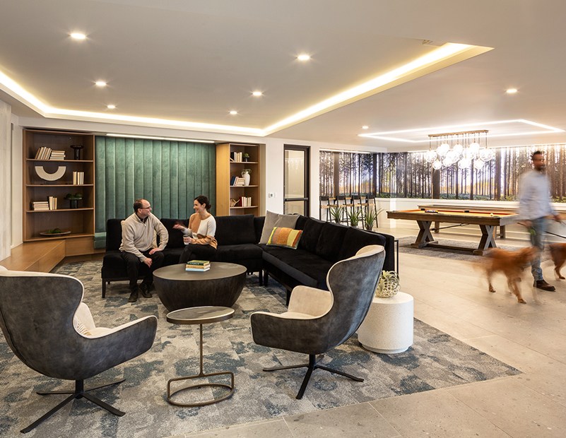 Corporate interior shot showing social spaces