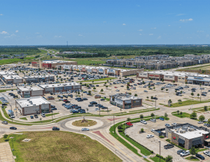 Aerial photo of shopping center in Terrell Texas