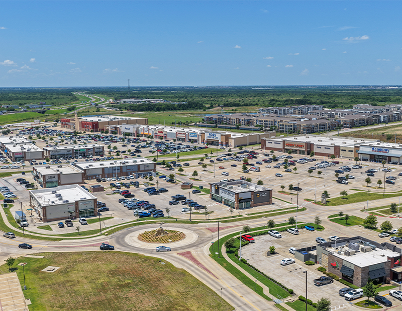 Aerial photo of shopping center in Terrell Texas
