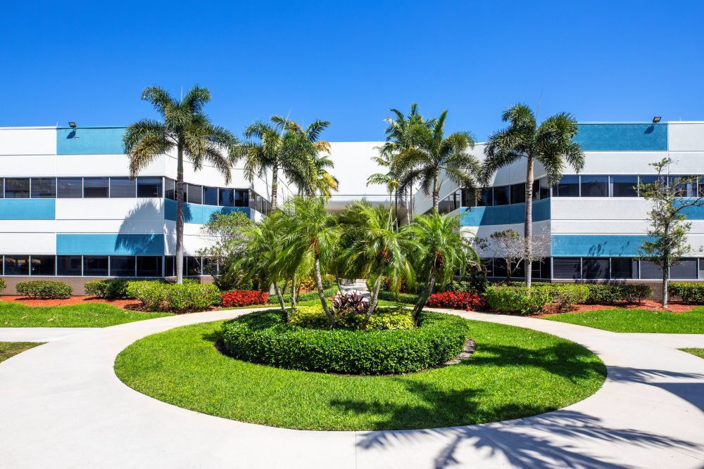 an office property with palm trees in Boca Raton Florida