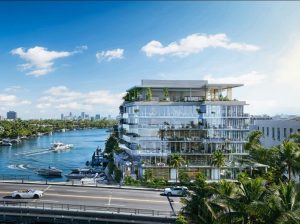 Rendering of One Kane, a waterfront office building currently underway in Bay Harbor Islands, Fla.