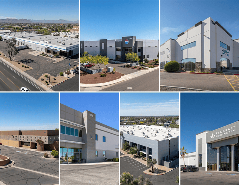 collage of seven industrial buildings in Phoenix and Nevada