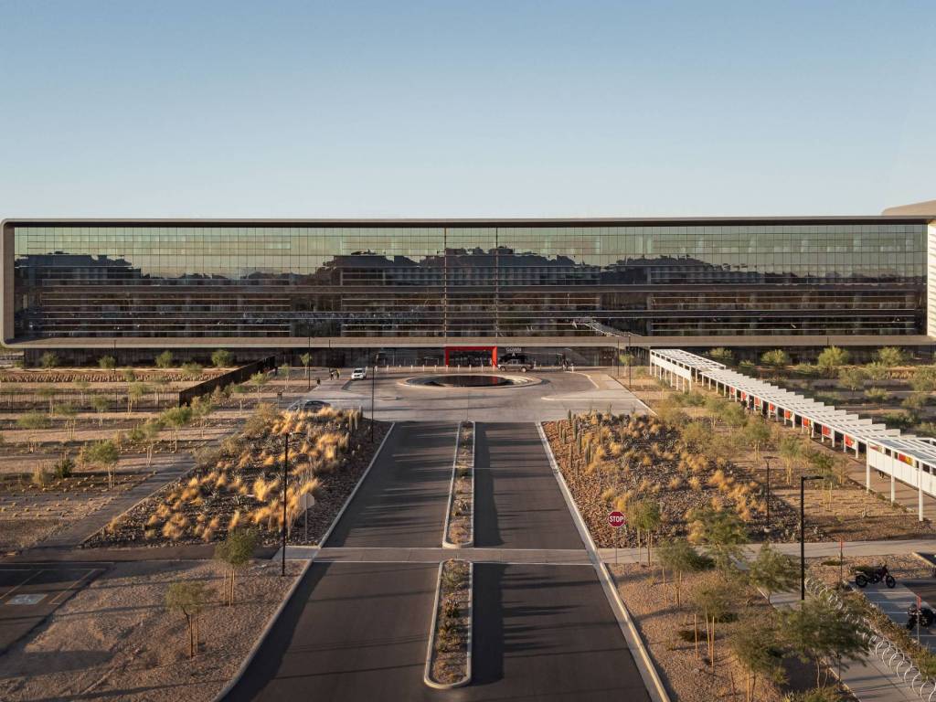 Exterior shot of TSMC's U.S. headquarters in Arizona.