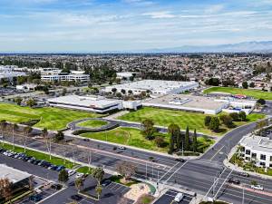 Drone shot featuring Yamaha's former U.S. headquarters in Cypress, Calif.